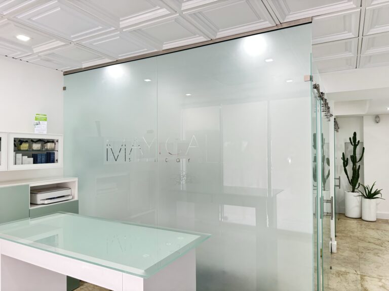 Mayical Skincare logo in the spa reception